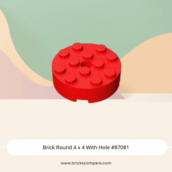 Brick Round 4 x 4 With Hole #87081 - 21-Red