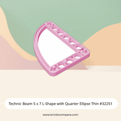 Technic Beam 5 x 7 L-Shape with Quarter Ellipse Thin #32251 - 222-Bright Pink