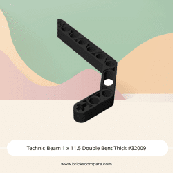 Technic Beam 1 x 11.5 Double Bent Thick #32009 - 26-Black