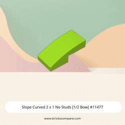 Slope Curved 2 x 1 No Studs [1/2 Bow] #11477 - 119-Lime