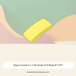 Slope Curved 2 x 1 No Studs [1/2 Bow] #11477 - 226-Bright Light Yellow
