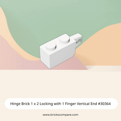 Hinge Brick 1 x 2 Locking with 1 Finger Vertical End #30364 - 1-White