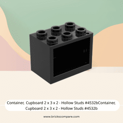 Container, Cupboard 2 x 3 x 2 - Hollow Studs #4532bContainer, Cupboard 2 x 3 x 2 - Hollow Studs #4532b - 26-Black