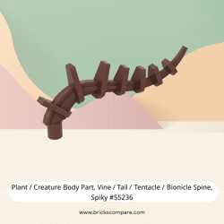 Plant / Creature Body Part, Vine / Tail / Tentacle / Bionicle Spine, Spiky #55236 - 192-Reddish Brown