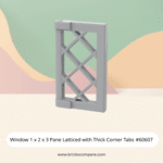 Window 1 x 2 x 3 Pane Latticed with Thick Corner Tabs #60607 - 194-Light Bluish Gray
