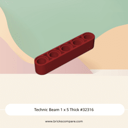 Technic Beam 1 x 5 Thick #32316 - 154-Dark Red