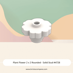 Plant Flower 2 x 2 Rounded - Solid Stud #4728 - 1-White