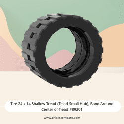 Tire 24 x 14 Shallow Tread (Tread Small Hub), Band Around Center of Tread #89201 - 26-Black