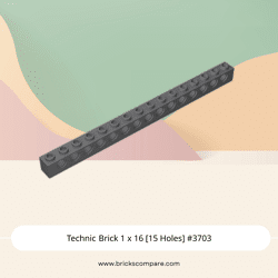 Technic Brick 1 x 16 [15 Holes] #3703 - 199-Dark Bluish Gray