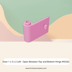 Door 1 x 3 x 2 Left - Open Between Top and Bottom Hinge #92262 - 222-Bright Pink