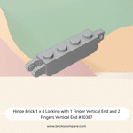 Hinge Brick 1 x 4 Locking with 1 Finger Vertical End and 2 Fingers Vertical End #30387 - 194-Light Bluish Gray