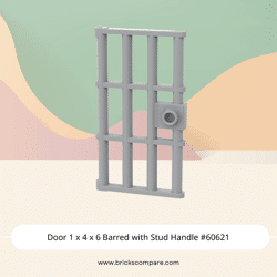 Door 1 x 4 x 6 Barred with Stud Handle #60621 - 194-Light Bluish Gray