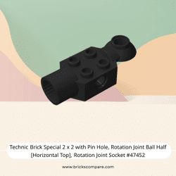 Technic Brick Special 2 x 2 with Pin Hole, Rotation Joint Ball Half [Horizontal Top], Rotation Joint Socket #47452  - 26-Black