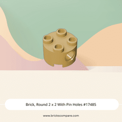 Brick, Round 2 x 2 With Pin Holes #17485 - 5-Tan
