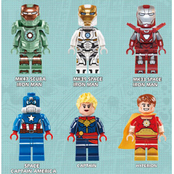 DECOOL / JiSi 0245 Minifigures 6 diving space version Iron Man Captain America Silver Warrior Hyperion