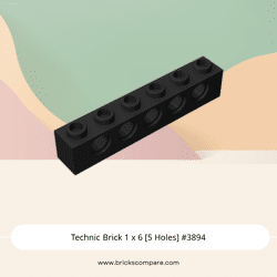 Technic Brick 1 x 6 [5 Holes] #3894 - 26-Black