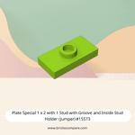 Plate Special 1 x 2 with 1 Stud with Groove and Inside Stud Holder (Jumper) #15573 - 119-Lime