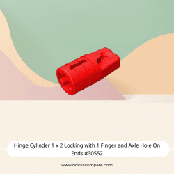 Hinge Cylinder 1 x 2 Locking with 1 Finger and Axle Hole On Ends #30552 - 21-Red