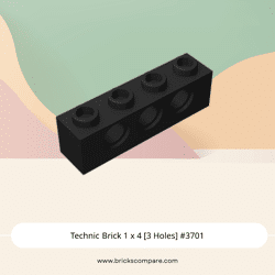 Technic Brick 1 x 4 [3 Holes] #3701 - 26-Black