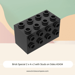 Brick Special 2 x 4 x 2 with Studs on Sides #2434 - 26-Black