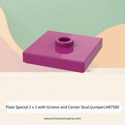 Plate Special 2 x 2 with Groove and Center Stud (Jumper) #87580 - 124-Magenta