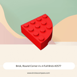 Brick, Round Corner 4 x 4 Full Brick #2577 - 21-Red