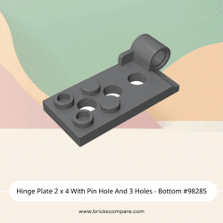 Hinge Plate 2 x 4 With Pin Hole And 3 Holes - Bottom #98285 - 199-Dark Bluish Gray