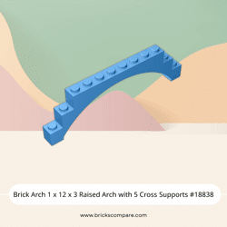 Brick Arch 1 x 12 x 3 Raised Arch with 5 Cross Supports #18838  - 102-Medium Blue