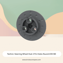 Technic Steering Wheel Hub 3 Pin Holes Round #35189 - 199-Dark Bluish Gray