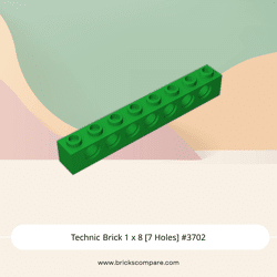 Technic Brick 1 x 8 [7 Holes] #3702 - 28-Green