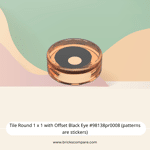 Tile Round 1 x 1 with Offset Black Eye #98138pr0008 (patterns are stickers) - 182-Trans-Orange