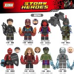 XINH 1156 8 minifigures ronin eagle eye, captain marvel, female red giant, hulk, spiderman, scarlet witch, hulk, whip