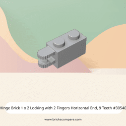 Hinge Brick 1 x 2 Locking with 2 Fingers Horizontal End, 9 Teeth #30540 - 194-Light Bluish Gray