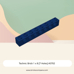 Technic Brick 1 x 8 [7 Holes] #3702 - 140-Dark Blue