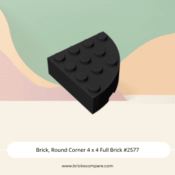 Brick, Round Corner 4 x 4 Full Brick #2577 - 26-Black