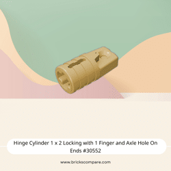 Hinge Cylinder 1 x 2 Locking with 1 Finger and Axle Hole On Ends #30552 - 5-Tan