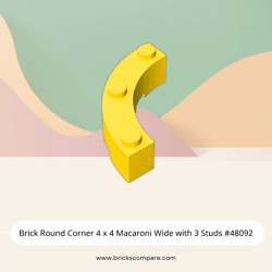 Brick Round Corner 4 x 4 Macaroni Wide with 3 Studs #48092 - 24-Yellow