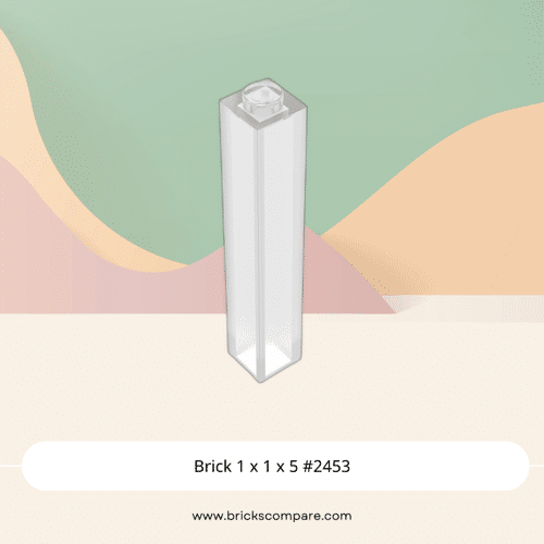 Brick 1 x 1 x 5 #2453 - 40-Trans-Clear