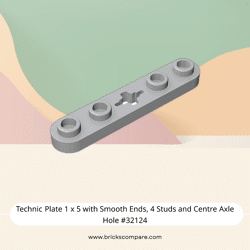 Technic Plate 1 x 5 with Smooth Ends, 4 Studs and Centre Axle Hole #32124 - 194-Light Bluish Gray