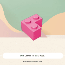 Brick Corner 1 x 2 x 2 #2357 - 221-Dark Pink
