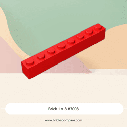 Brick 1 x 8 #3008 - 21-Red