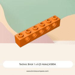 Technic Brick 1 x 6 [5 Holes] #3894 - 106-Orange