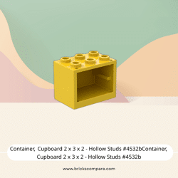 Container, Cupboard 2 x 3 x 2 - Hollow Studs #4532bContainer, Cupboard 2 x 3 x 2 - Hollow Studs #4532b - 24-Yellow