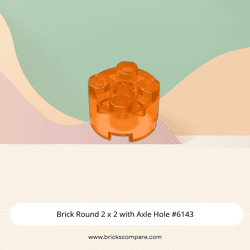 Brick Round 2 x 2 with Axle Hole #6143 - 182-Trans-Orange