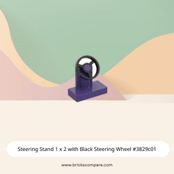 Steering Stand 1 x 2 with Black Steering Wheel #3829c01 - 268-Dark Purple