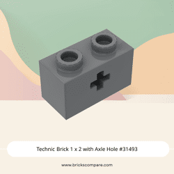 Technic Brick 1 x 2 with Axle Hole #31493 - 199-Dark Bluish Gray