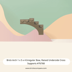 Brick Arch 1 x 5 x 4 Irregular Bow, Raised Underside Cross Supports #76768 - 138-Dark Tan