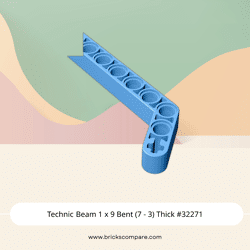 Technic Beam 1 x 9 Bent (7 - 3) Thick #32271 - 102-Medium Blue
