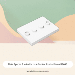 Plate Special 3 x 4 with 1 x 4 Center Studs - Plain #88646  - 1-White