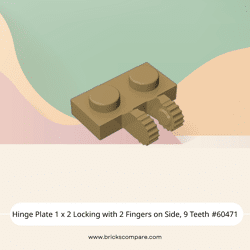 Hinge Plate 1 x 2 Locking with 2 Fingers on Side, 9 Teeth #60471 - 138-Dark Tan